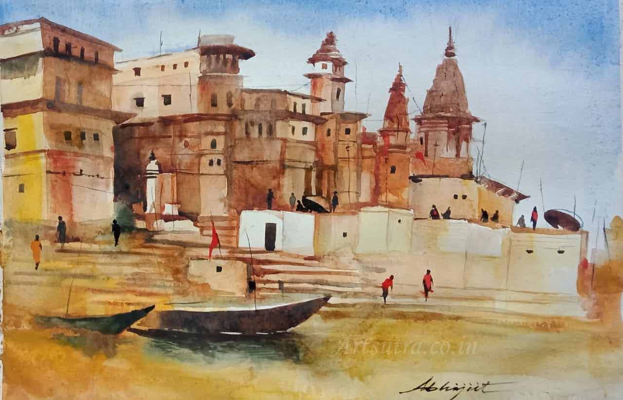 Banaras ghat  Pen art Art Poster