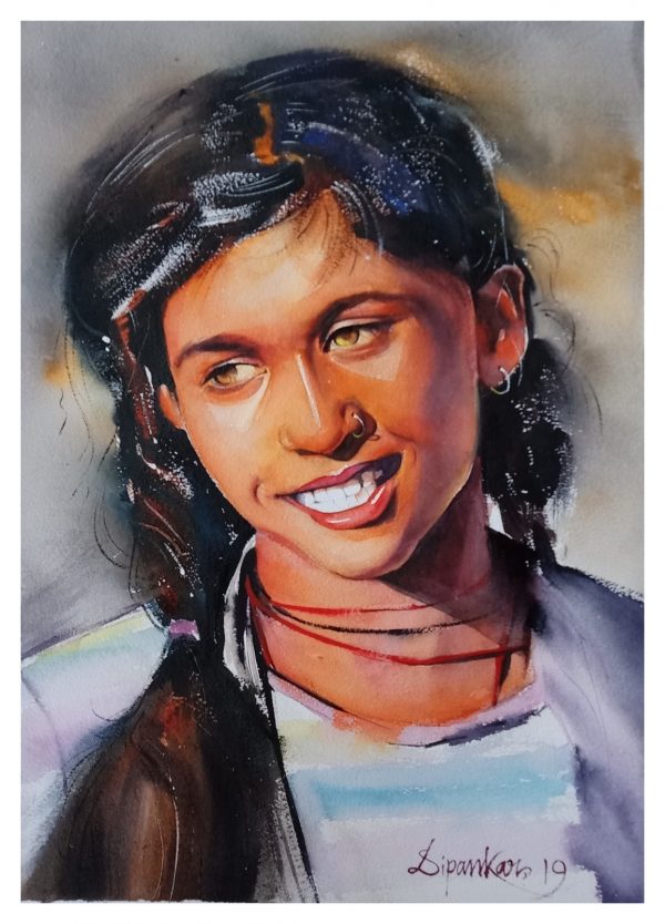 Village Girl - Charcoal Painting For Sale - CraftTatva.com